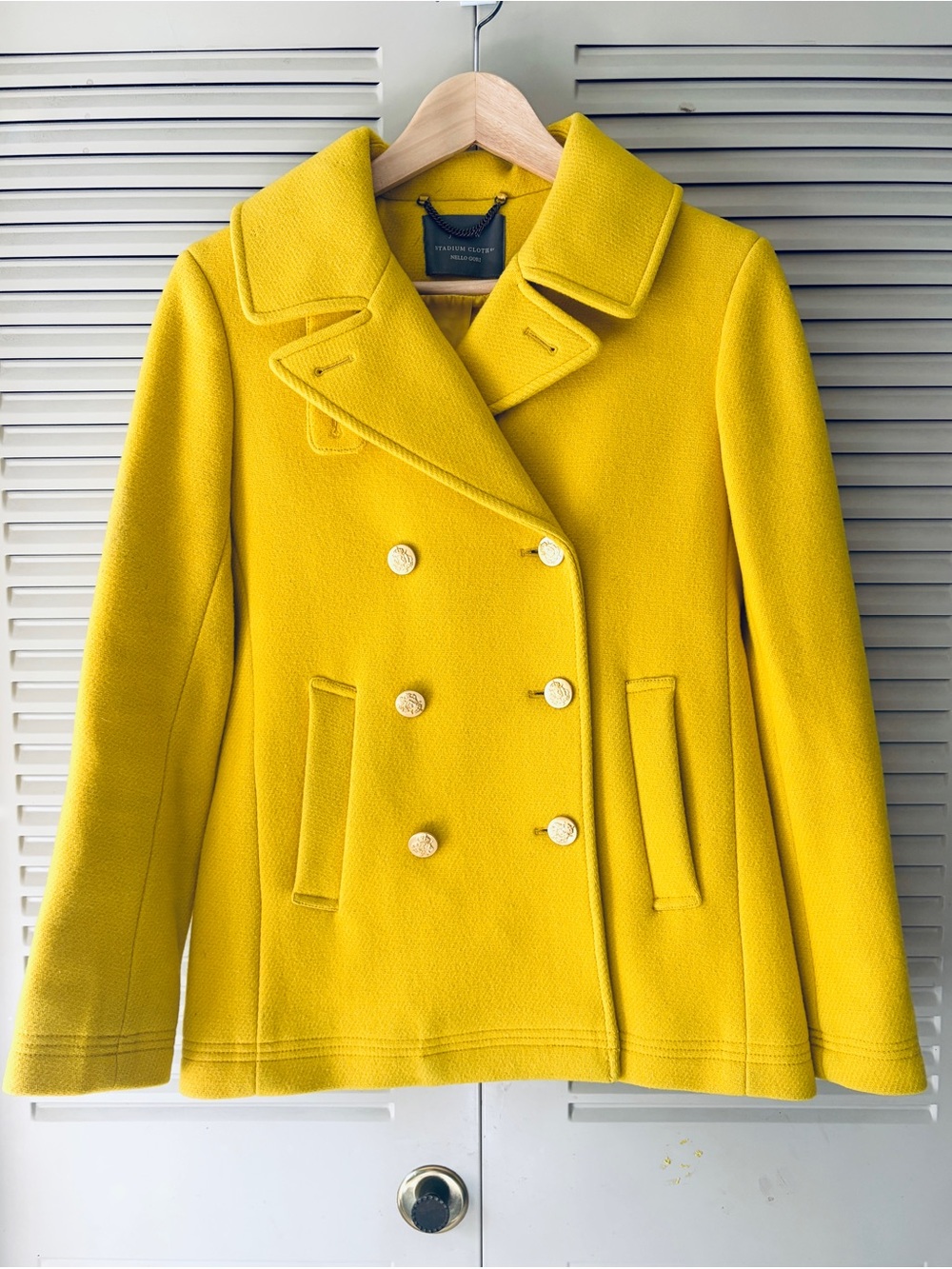 J. Crew Classic Majesty Stadium Cloth Peacoat, Size 2, Warm Lemon